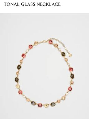 Tonal Glass Necklace - Pink, Olive & Gold
